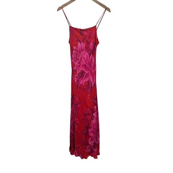 FARM Rio Anthropologie Summer Fruit Satin Maxi Slip Dress Floral Viscose Small - Picture 5 of 14
